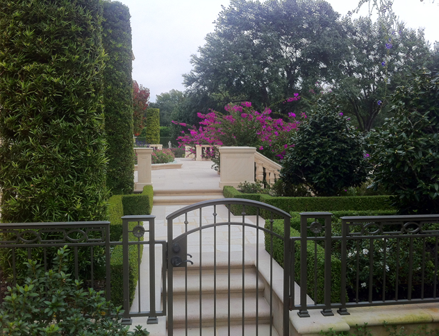 Japanese Yews, boxwoods- nice evergreen structure.