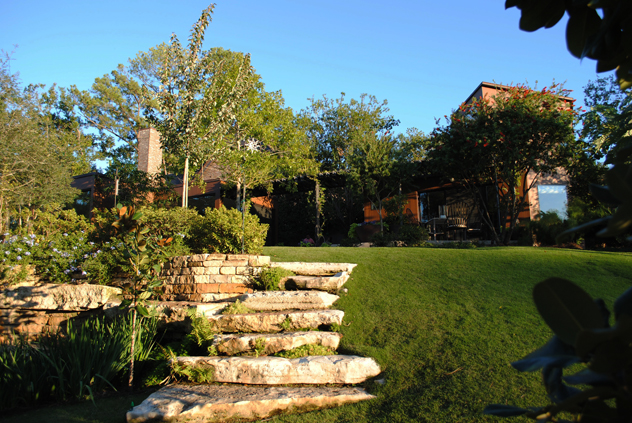 Johnny Steels garden- view of house at top of hill