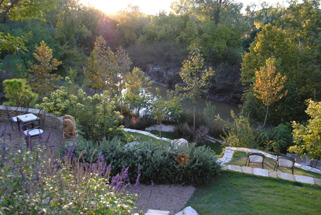 View of Buffalo Bayou at bottom of the garden